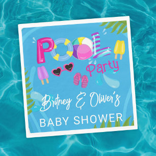Serviette En Papier Fête au bord de la piscine pour bébé fille en été