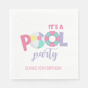 Serviette En Papier Fête au bord de la piscine Rose et Violet Annivers