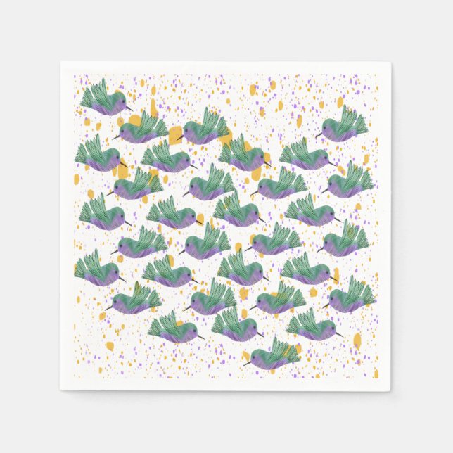 Serviette En Papier Fête au carrelage de colibri (Devant)