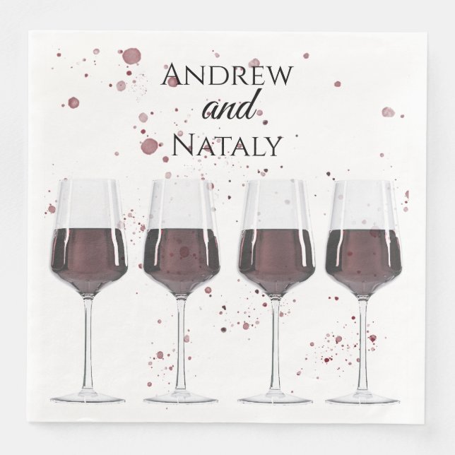 Serviette En Papier Fête au vin rouge aquarelle (Devant)