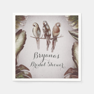 Serviette En Papier Fête aux Oiseaux Tiki Tropicaux Vintage Perroquets
