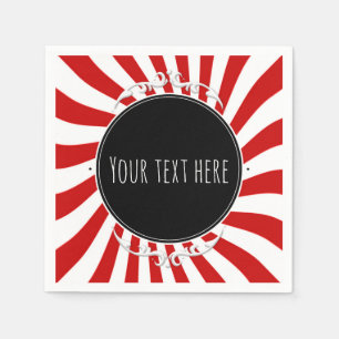 Serviette En Papier Fête aux rayures fantaisistes rouges et blanches