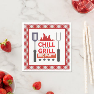 Serviette En Papier Fête barbecue sur le grill frais mignon