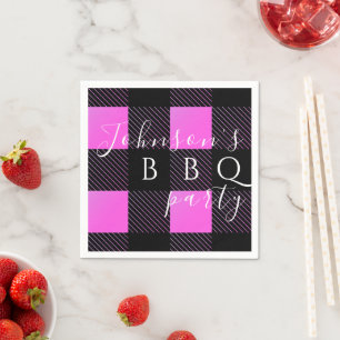 Serviette En Papier Fête BBQ personnalisée Rose-Chaud Noir