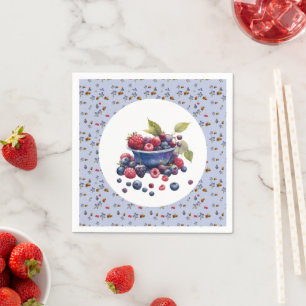 Serviette En Papier Fête bébé aquarelle douce baies myrtilles bleues