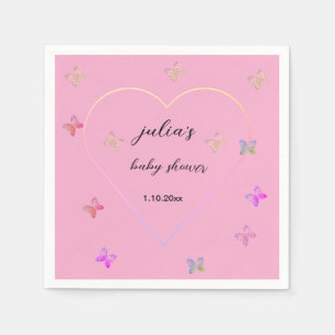 Serviette En Papier Fête bébé fille Papillon Cœur Rose 