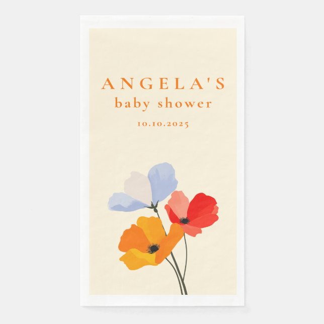 Serviette En Papier Fête bébé florale Bold Poppy (Devant)