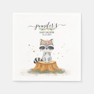 Serviette En Papier Fête bébé forêt de raton laveur sereine
