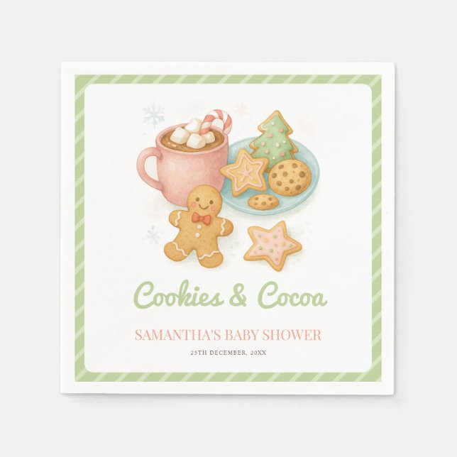 Serviette En Papier Fête bébé hiver Cookies et Cocoa  (Devant)
