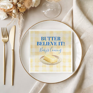 Serviette En Papier Fête bébé jaune à carreaux Believe It Butter Baby