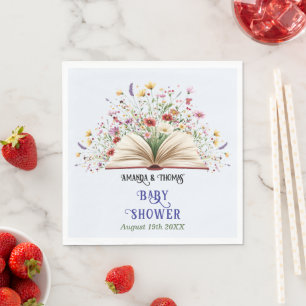 Serviette En Papier Fête bébé livre de contes Fleur sauvage Bleu