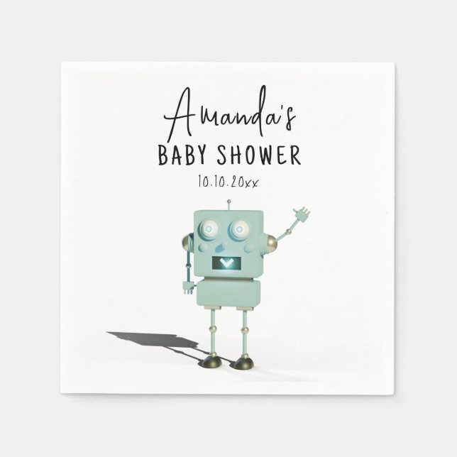 Serviette En Papier Fête bébé Robot garçon  (Devant)
