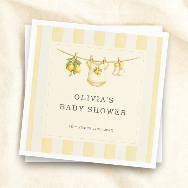 Serviette En Papier Fête Bébé Thème Citron: Can't Wait to Squeeze Stri (Créateur téléchargé)