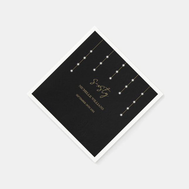 Serviette En Papier Fête Black And Gold Script Moderne (Coin)