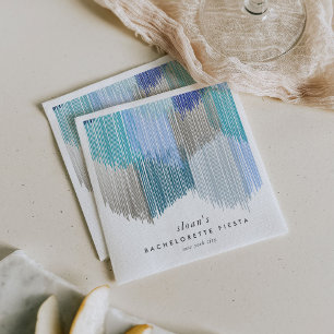 Serviette En Papier Fête Blue Moderne Frange Enterrement de Vie de Jeu