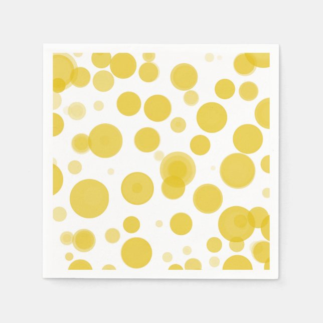 Serviette En Papier Fête Bulles Jaune Blanc Points Jaunes Modernes (Devant)
