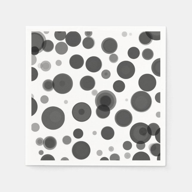 Serviette En Papier Fête Bulles Point Noir Blanc Moderne (Devant)