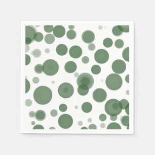 Serviette En Papier Fête Bulles Vert Moderne & Blanc à pois