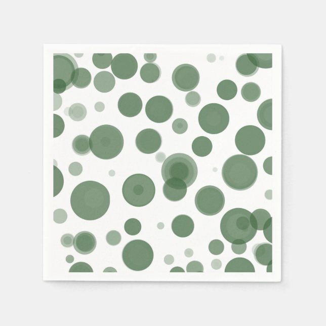 Serviette En Papier Fête Bulles Vert Moderne & Blanc à pois (Devant)