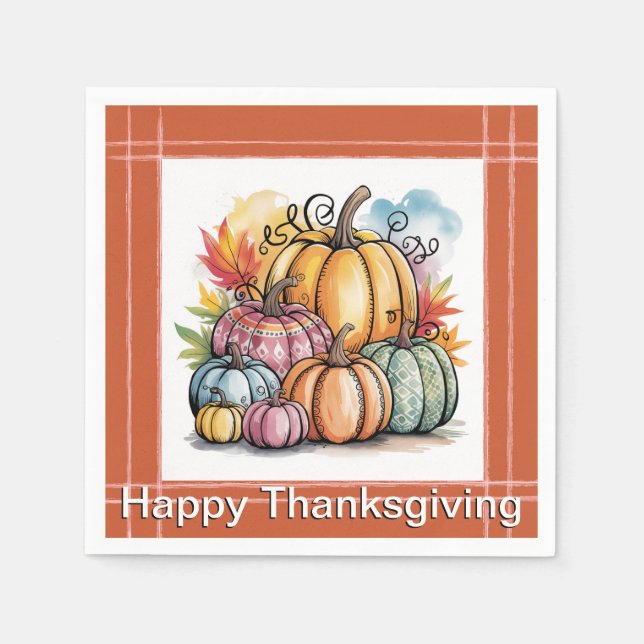 Serviette En Papier Fête citrouille (Devant)