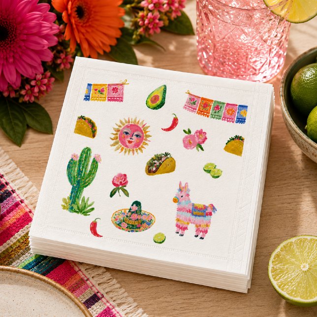 Serviette En Papier Fête Colorée Aquarelle (Créateur téléchargé)