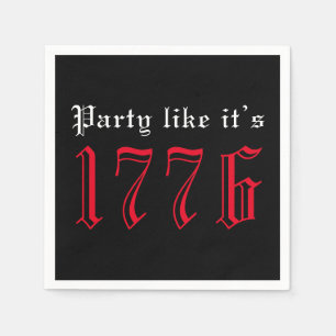 Serviette En Papier Fête comme il est 1776 rouge noir vintage typograp