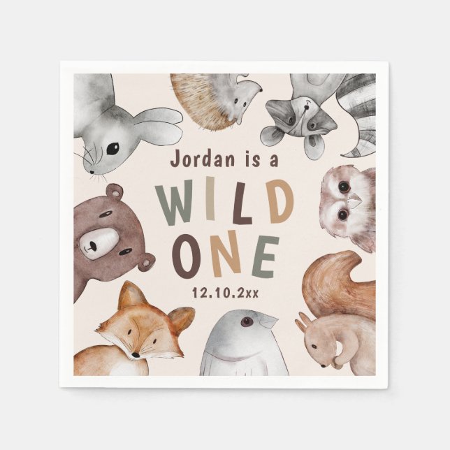 Serviette En Papier Fête d'animaux de la forêt Sauvageon (Devant)