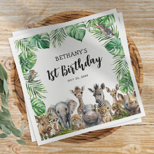 Serviette En Papier Fête d'animaux de safari pour enfants