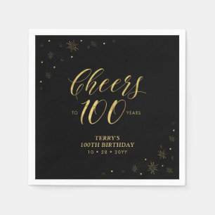 Serviette En Papier Fête d'anniversaire 100 ans Moderne Paillettes d'O