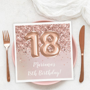 Serviette En Papier Fête d'anniversaire 18 ans fille Rose Gold Enfants