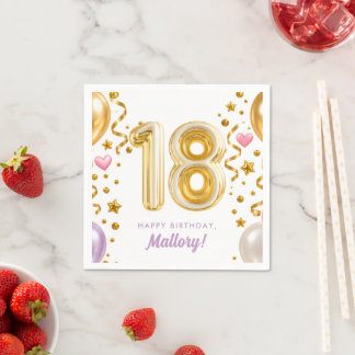Serviette En Papier Fête d'anniversaire 18 ans Glamour Rose & Or