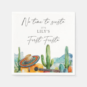 Serviette En Papier Fête d'anniversaire 1 an Cactus aquarelle Première