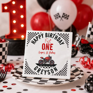 Serviette En Papier Fête d'anniversaire 1ère année Moto de course Rapi