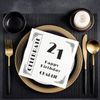 Fête d'anniversaire 21 ans élégante Art Déco noir