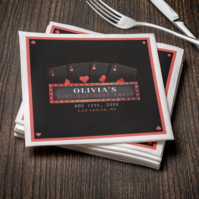 Serviette En Papier Fête d'anniversaire 21 ans Poker As Rouge & Noir (Créateur téléchargé)