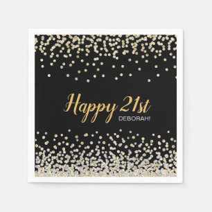 Serviette En Papier Fête d'anniversaire 21 ans sur mesure or argent co