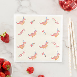 Serviette En Papier Fête d'anniversaire 2 ans du dinosaure rouge rex 2