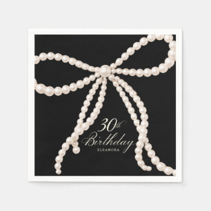 Serviette En Papier Fête d'anniversaire 30 ans Cocktail Noir Blanc Per