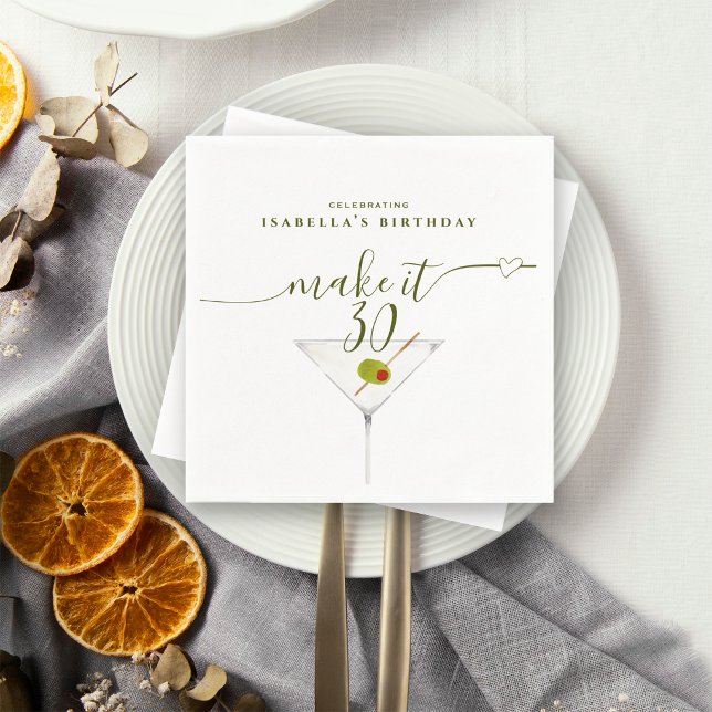 Serviette En Papier Fête d'anniversaire 30 ans Make It 30 Olive Dirty  (Créateur téléchargé)