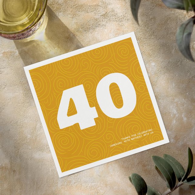 Serviette En Papier Fête d'anniversaire 40 ans avec une typographie mo (Créateur téléchargé)