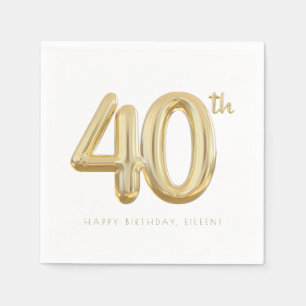 Serviette En Papier Fête d'anniversaire 40 ans Ballon Gold Forty