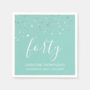 Serviette En Papier Fête d'anniversaire 40 ans Confettis Vert Menthe A