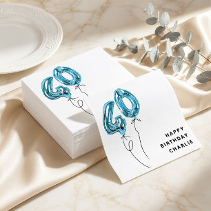 Serviette En Papier Fête d'anniversaire 40 ans Minimal Blue 40 Ballons