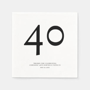 Serviette En Papier Fête d'anniversaire 40 ans minimaliste et chic