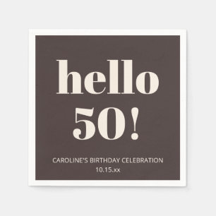 Serviette En Papier Fête d'anniversaire 50 ans chic moderne crème marr