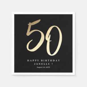 Serviette En Papier Fête d'anniversaire 50 ans de type or minimal mode