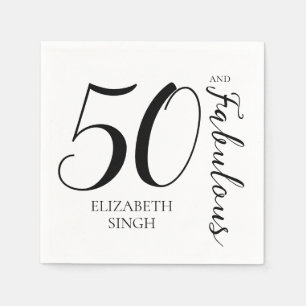 Serviette En Papier Fête d'anniversaire 50 ans et fabuleuse Noir et Bl