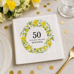 Serviette En Papier Fête d'anniversaire 50 ans Jonquille Jaune