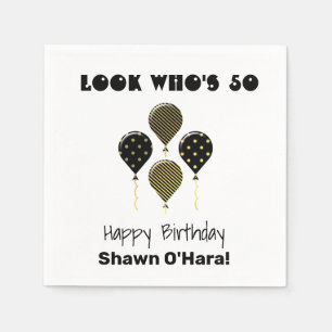 Serviette En Papier Fête d'anniversaire 50 ans Nappe Bougies Ballons