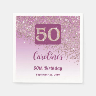Serviette En Papier Fête d'anniversaire 50 ans paillettes Rose Gold sc